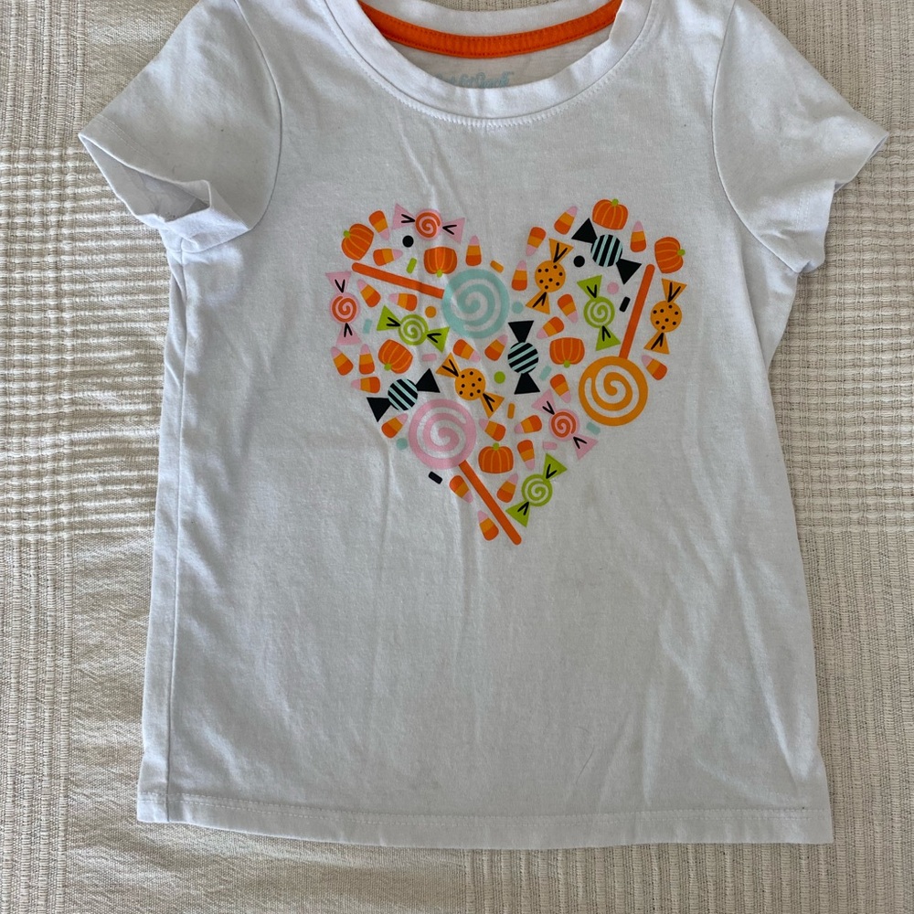 4T - Kids White Candy Heart T-Shirt Halloween 🎃